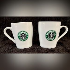 STARBUCKS Mug 2007 White Green Mermaid Siren Logo Coffee Tea Cup 8Oz Lot of 2